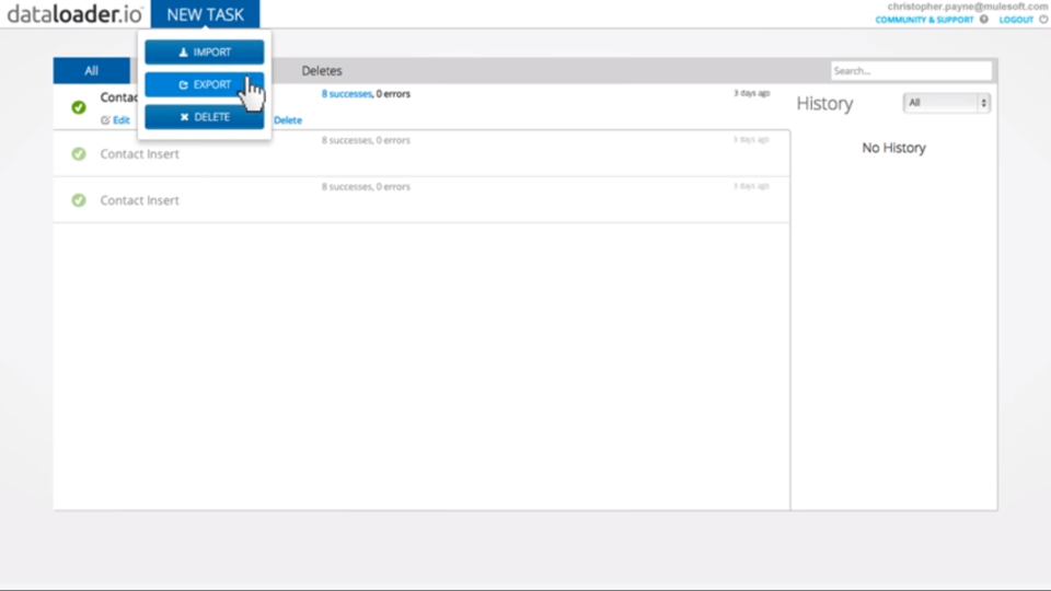 screenshot of MuleSoft dataloader.io